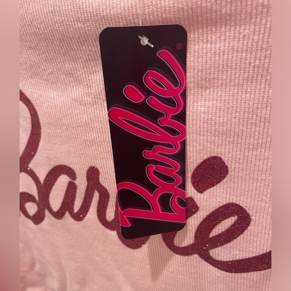New NWT Barbie Pink Long Sleeve Crop Top Size M - Picture 2 of 5